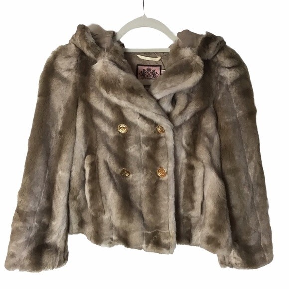 Juicy Couture Jacket Coat Rabbit Fur Size Girls 10 - Picture 1 of 8